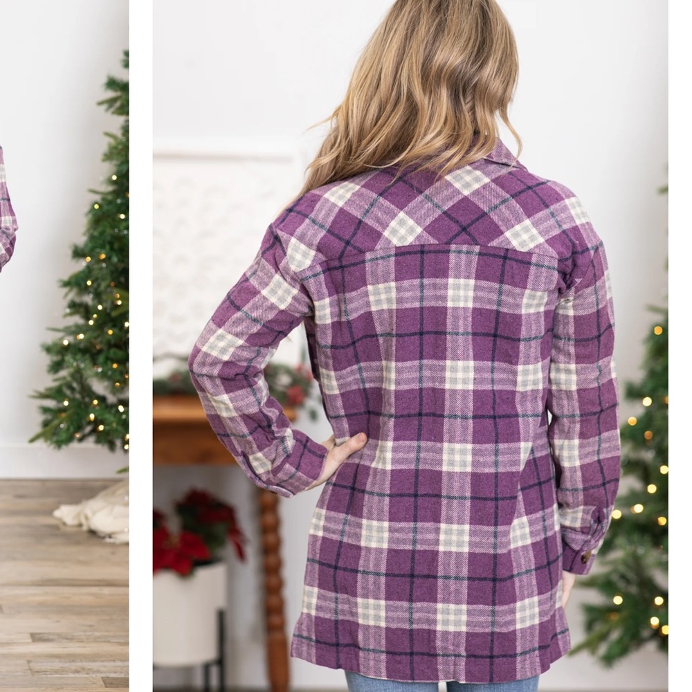Hem & Thread Purple Plaid Shacket